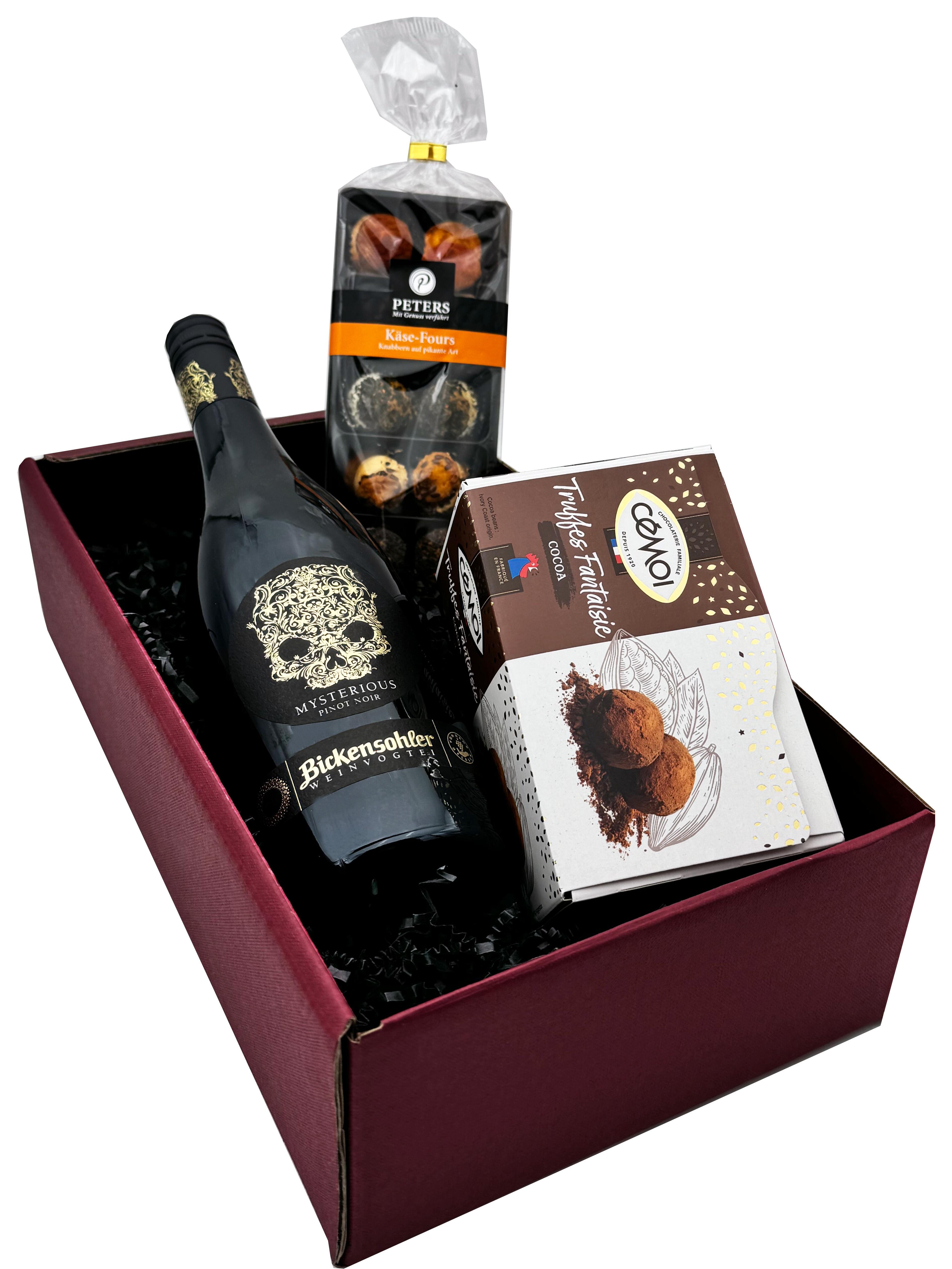Weinpräsent mit hochwertigem badischen Pinot Noir, Käse-Fours und Truffes