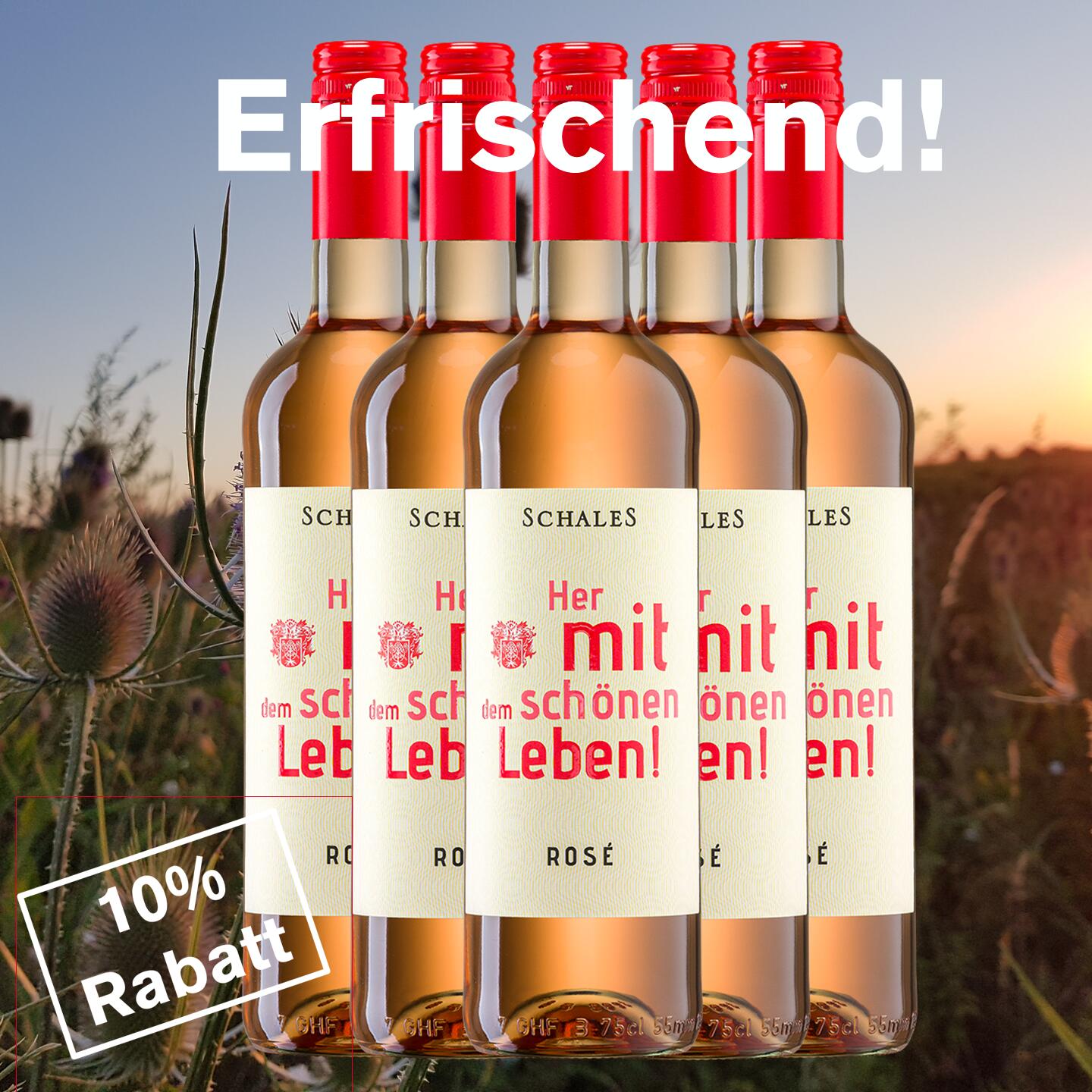 6er Paket Her mit dem schönen Leben! Rosé feinfruchtig (Nr. P076) | 2023