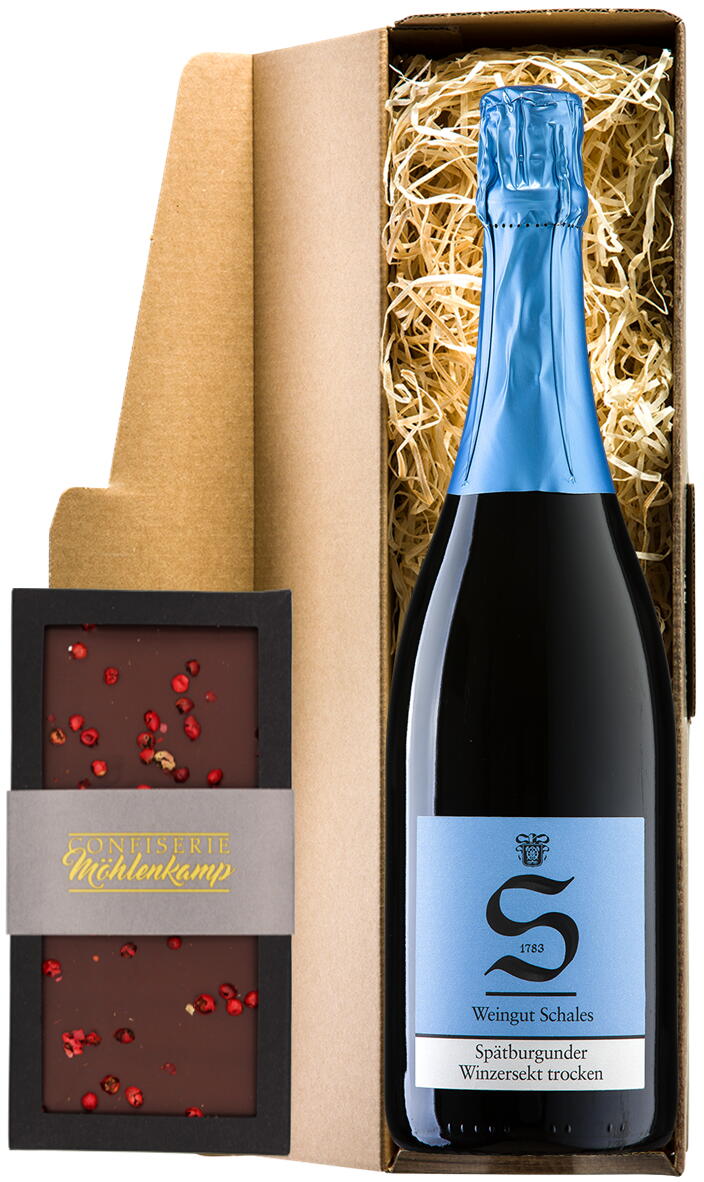Sekt & Schokolade | Spätburgunder Winzersekt & Zartbitter-Schokolade mit Pfeffer-Topping
