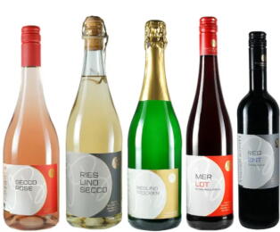 6er Weihnachtsprobierpaket trockener Rotwein, Sekt und Secco