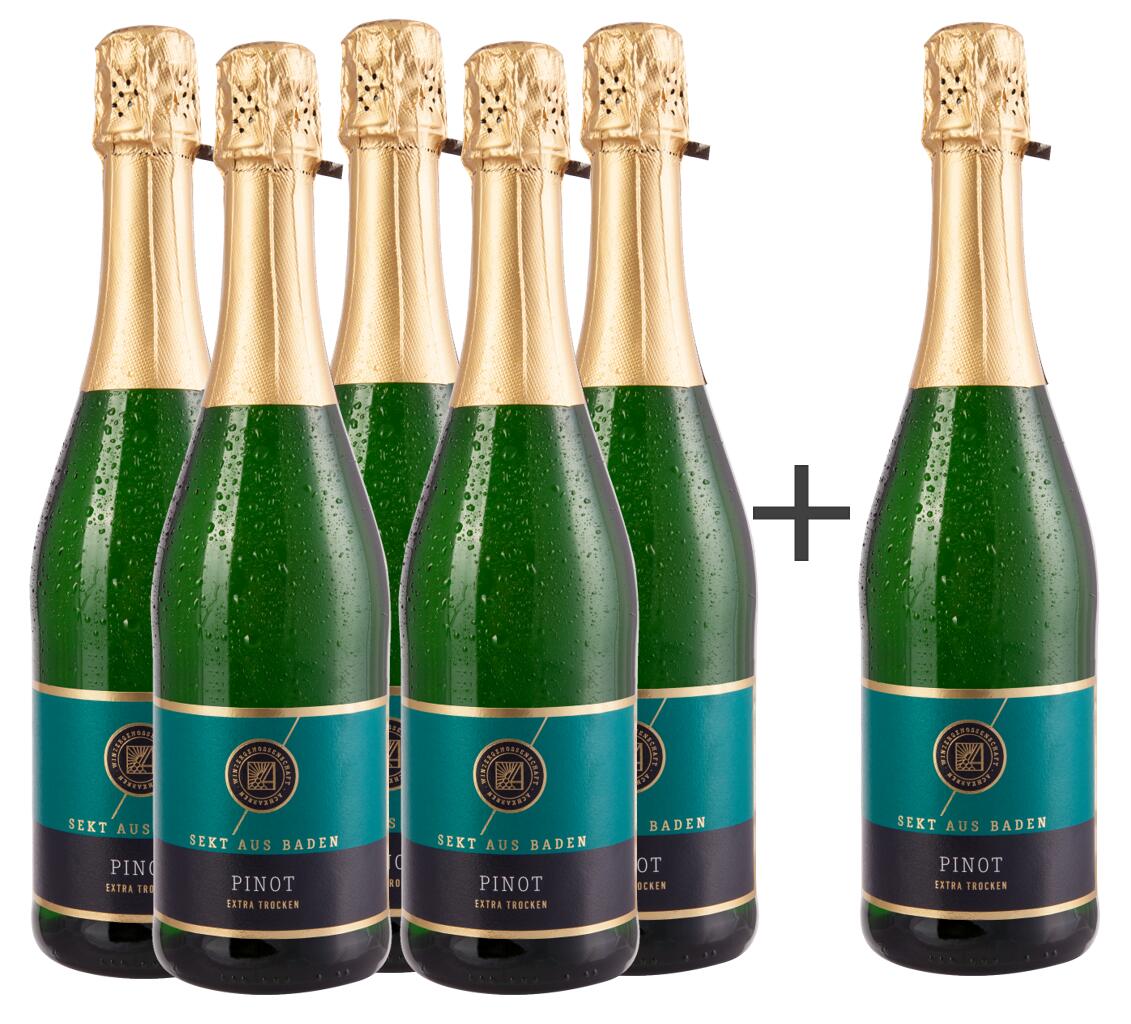 ✪ zum Achkarrer Pinot Sekt extra trocken Vorteilspreis 5+1 Spannende Weine B.A.