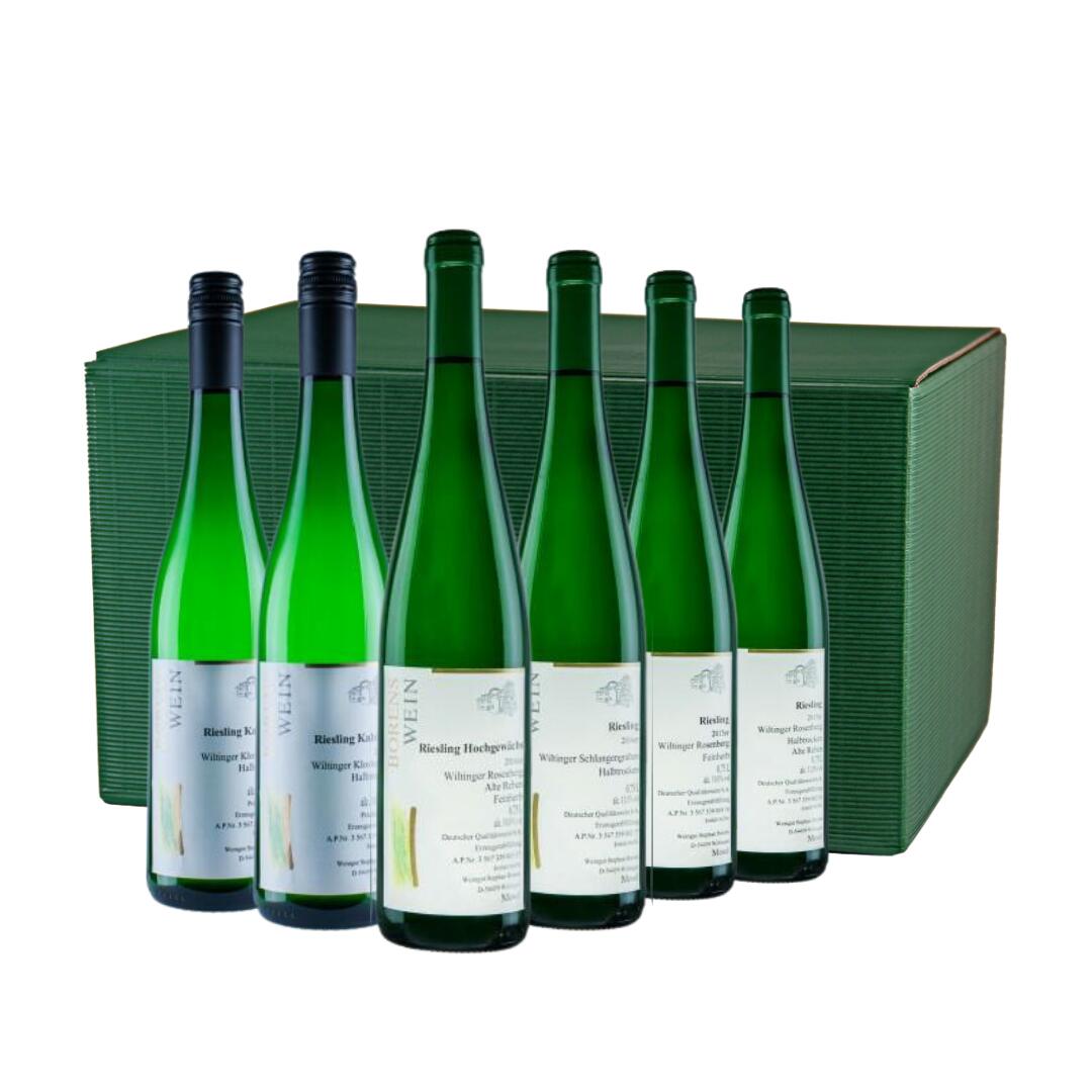 Geschenkpaket Riesling lieblich - grüner Geschenkkarton