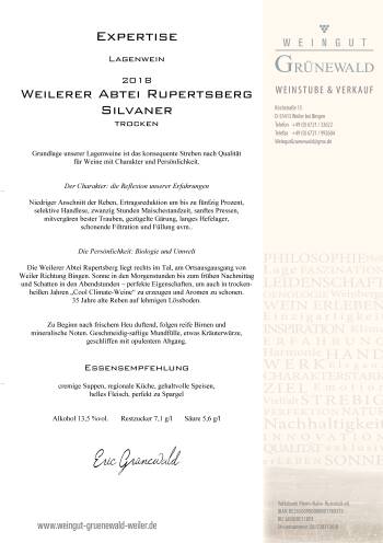 2018 Weilerer Abtei Rupertsberg Silvaner