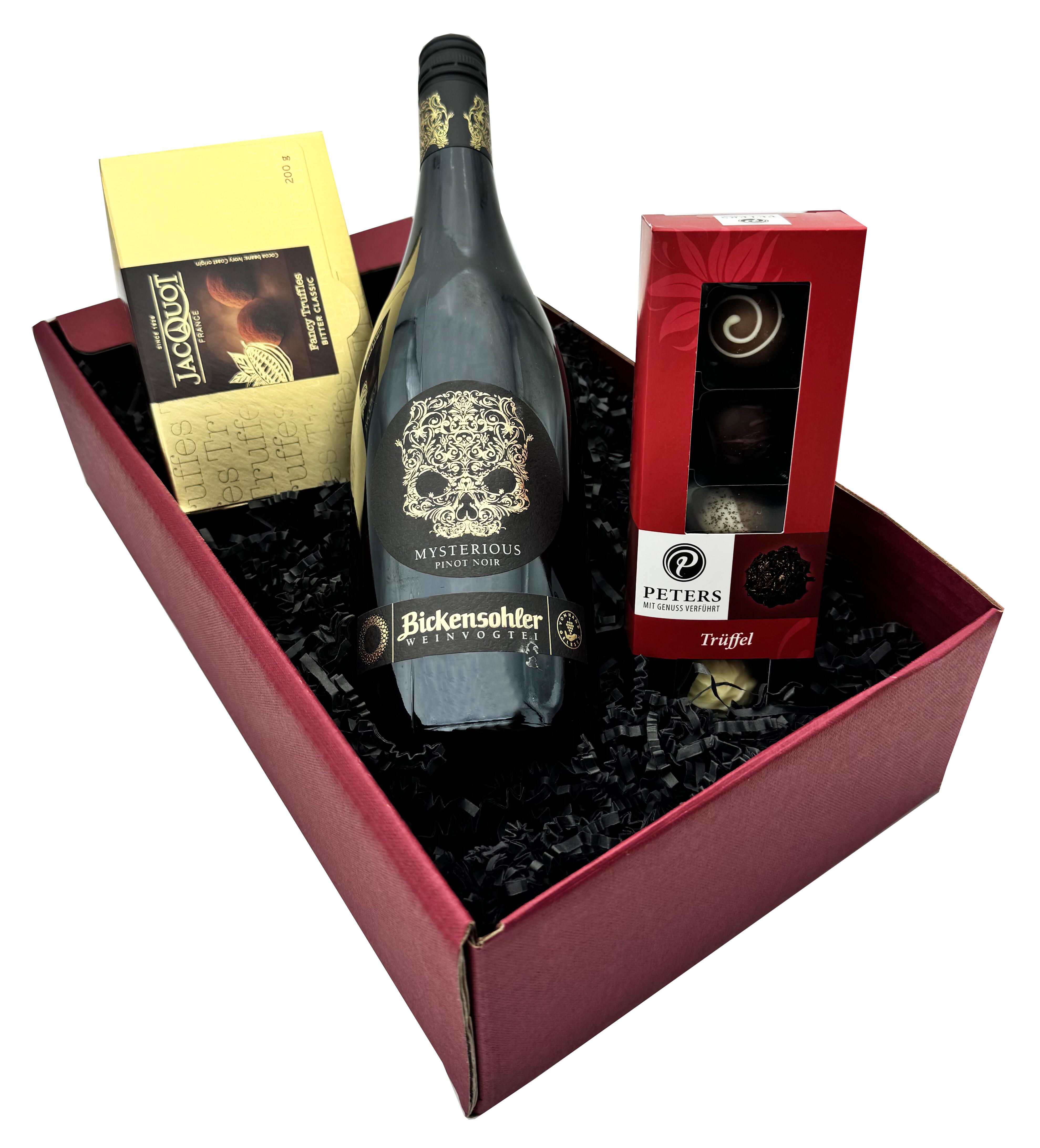 Weinpräsent mit hochwertigem badischem Pinot Noir, Trüffelpralinen und Fancy Truffes