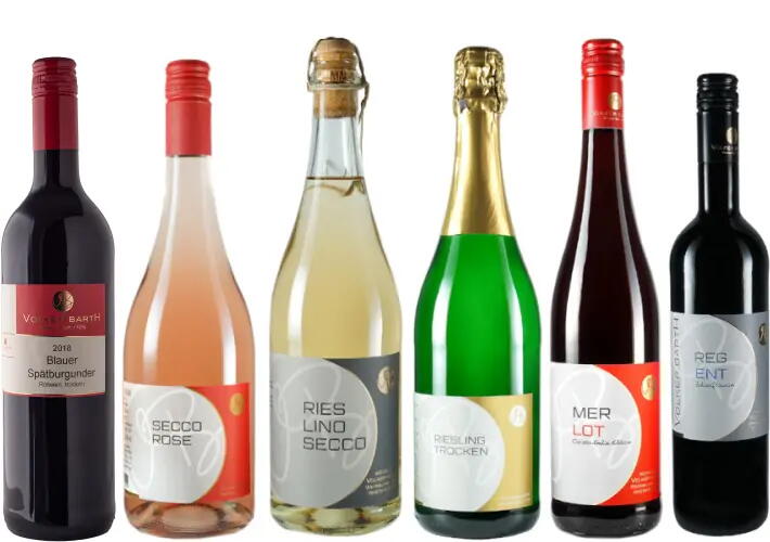 6er Weihnachtsprobierpaket trockener Rotwein, Sekt und Secco