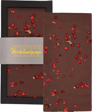 Zartbitterschokolade Rosa Pfeffer 100g | Confiserie Möhlenkamp